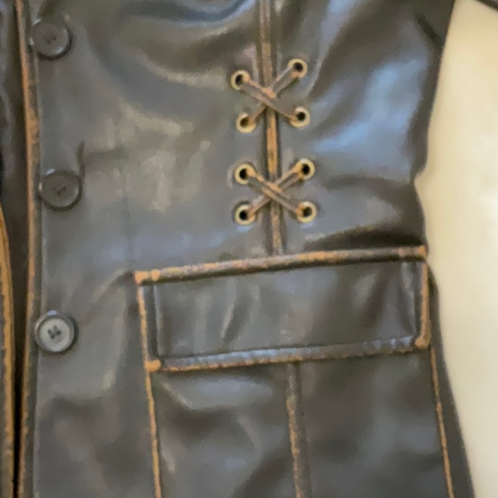 Rampage Dark Brown Faux Leather Blazer Jacket, Worn look, Large - Picture 8 of 9
